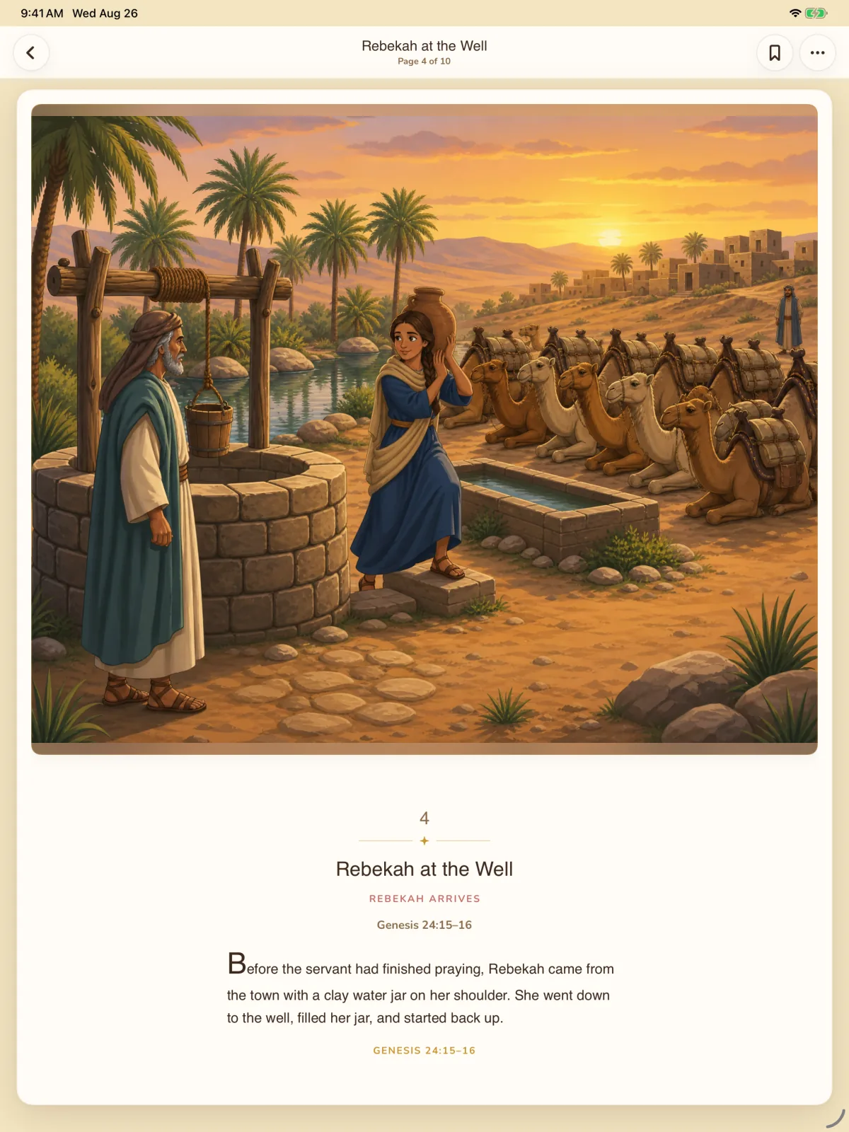 Storybook Bible stories screen on iPad.