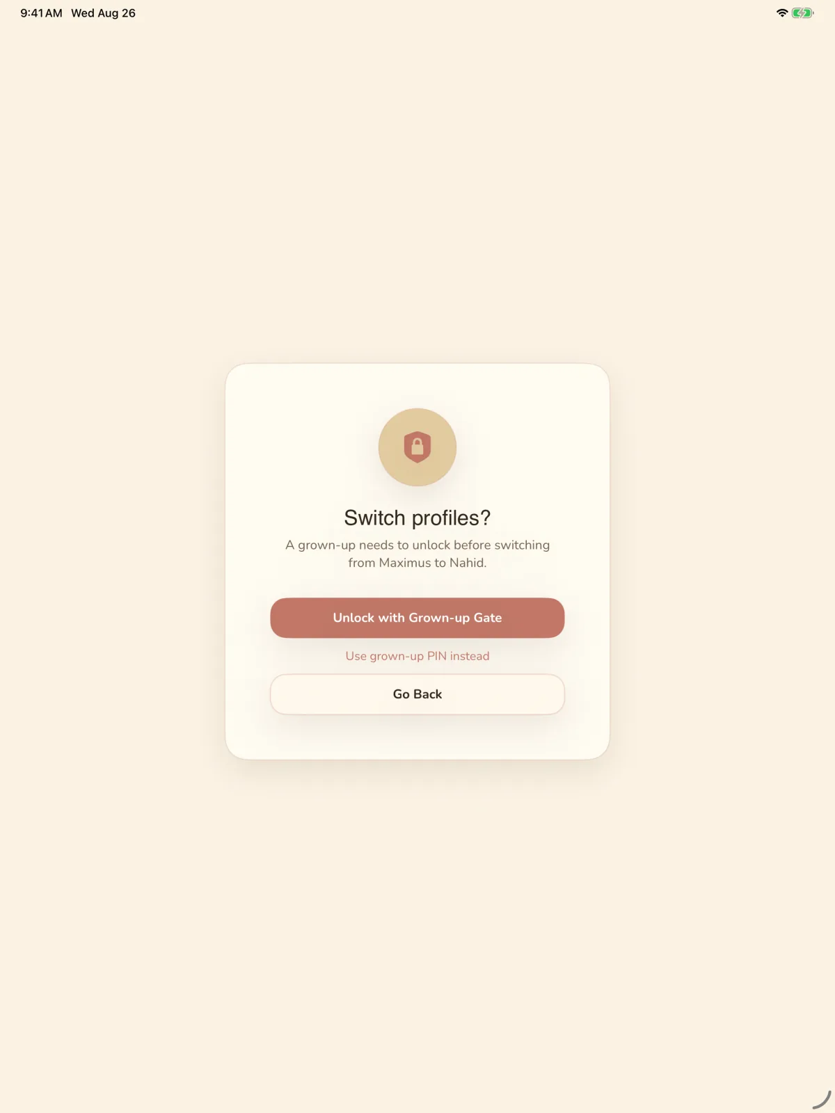 Storybook Bible simulator screen showing Switch reader profile.